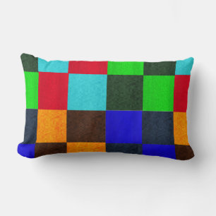 Cojín Lumbar Patrón de cheques de mosaico multicolor de Blues G