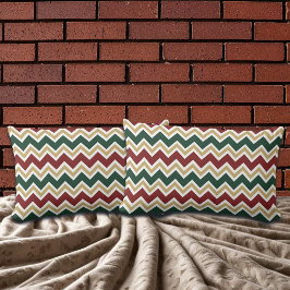 Cojín Lumbar Patrón de Chevron Beige Verde Blanco Rojo