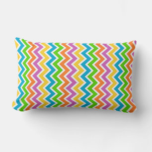 Cojín Lumbar Patrón de Chevron de Arcoíris de Colores Brillante