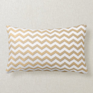 Cojín Lumbar Patrón de Chevron Dorado y Blanco
