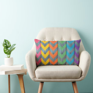 Cojín Lumbar Patrón de Chevron sobre textura de madera de Shirl