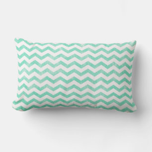 Cojín Lumbar Patrón de Chevron Verde Menta y Blanco
