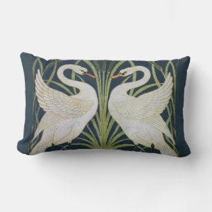 Cojín Lumbar Patrón de cisnes Art Nouveau: Impresión de cisne d