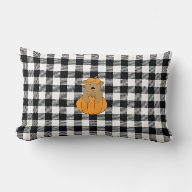 Cojín Lumbar Patrón de comprobación del oso de calabaza Pillow (Anverso)