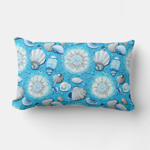 Cojín Lumbar Patrón de conchas de mar Océano Azul