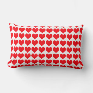 Cojín Lumbar Patrón de Corazones Rojos Blancos