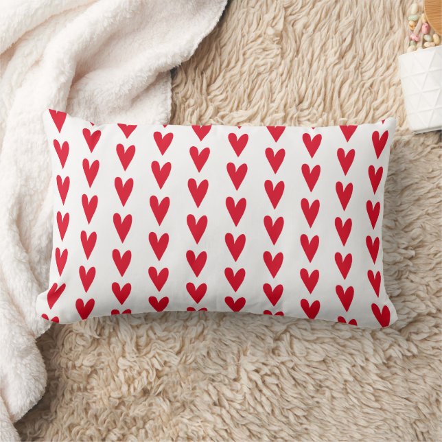 Cojín Lumbar Patrón de corazones rojos pequeños (Manta)