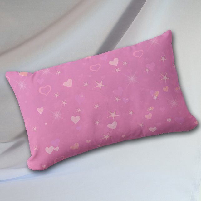 Cojín Lumbar Patrón de corazones y estrellas rosas (Subido por el creador)