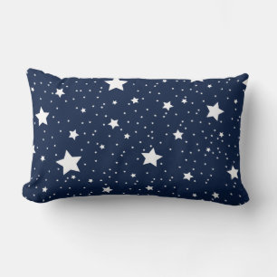 Cojín Lumbar Patrón de cosmos estelar en azul y blanco de la ma