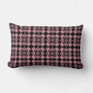 Cojín Lumbar Patrón de cuadros argyle rosa y negro