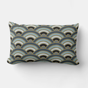 Cojín Lumbar Patrón de curva de Art Déco Azul pizarra
