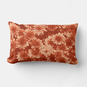 Cojín Lumbar Patrón de Dalia Gráfica Moderna, Naranja Mandarina