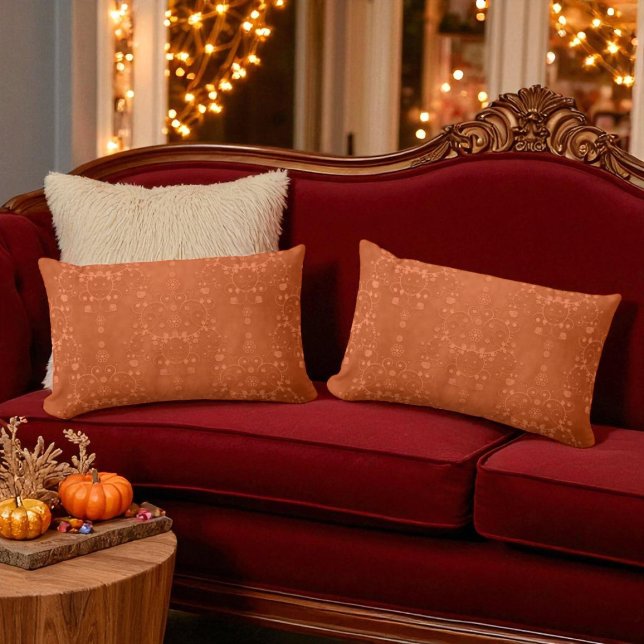 Cojín Lumbar Patrón de Damasco de Naranja de quemado profundo (Subido por el creador)