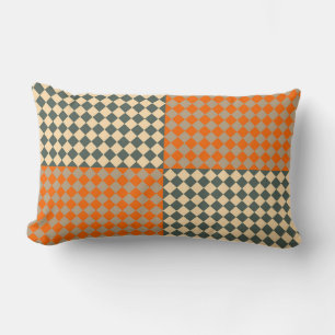 Cojín Lumbar Patrón de diamante de cuadros amarillo naranja tau