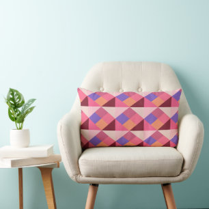 Cojín Lumbar Patrón de diamante geométrico - rosa y púrpura