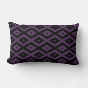 Cojín Lumbar Patrón de diamante morado oscuro y negro