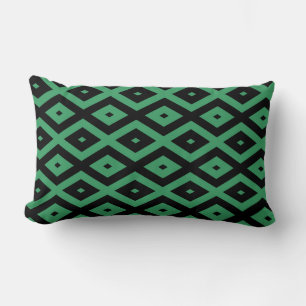 Cojín Lumbar Patrón de diamante verde y negro