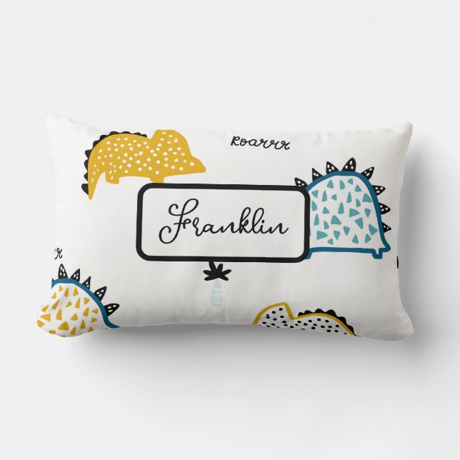 Cojín Lumbar Patrón de dinosaurios ruidosos (Anverso)