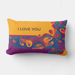 Cojín Lumbar Patrón de diseño gráfico - naranja violeta + tu te