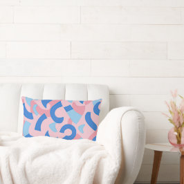 Cojín Lumbar Patrón de Doodle rosa y azul