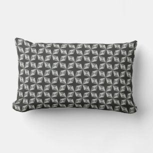 Cojín Lumbar Patrón de estrellas y diamantes Gris negro