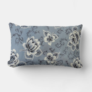 Cojín Lumbar Patrón de flor azul tradicional Pillow Lumbar