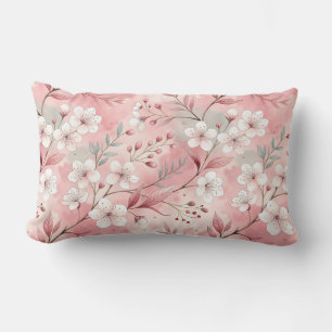Cojín Lumbar Patrón de flor de cerezo rosado