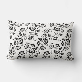 Cojín Lumbar Patrón de flor negro