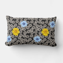 Cojín Lumbar Patrón de flores 19.b. Black BG