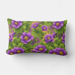 Cojín Lumbar Patrón de flores de anémona púrpura