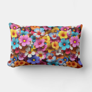 Cojín Lumbar Patrón de flores de Bonito coloridas-20240