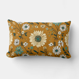 Cojín Lumbar Patrón de flores de mostaza de Boho retro otoño
