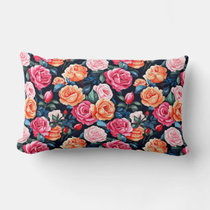 Cojín Lumbar Patrón de flores florecientes para rosas-80037