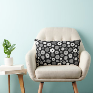 Cojín Lumbar Patrón de flores monocromáticas