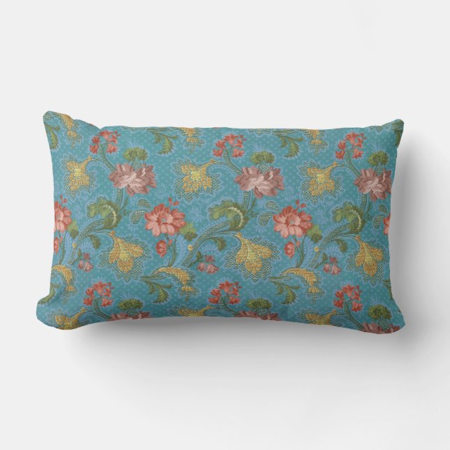 Cojín Lumbar Patrón de flores multicolor (Anverso)
