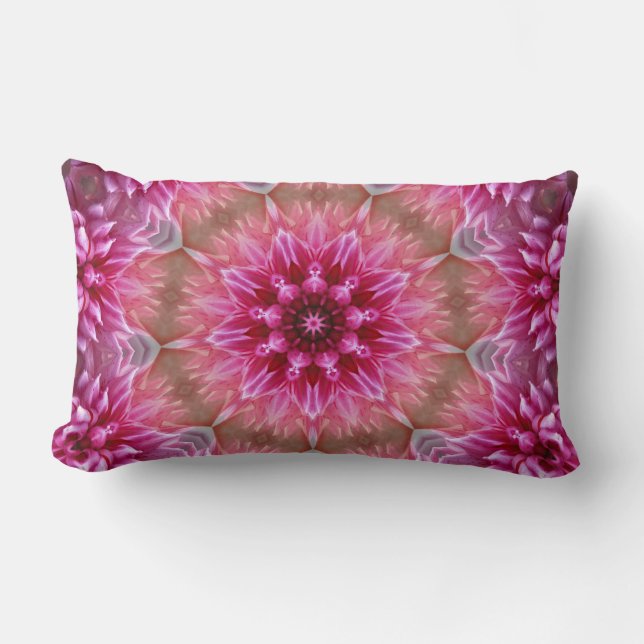 Cojín Lumbar Patrón de flores rosadas de Mandala geométrica-675 (Anverso)