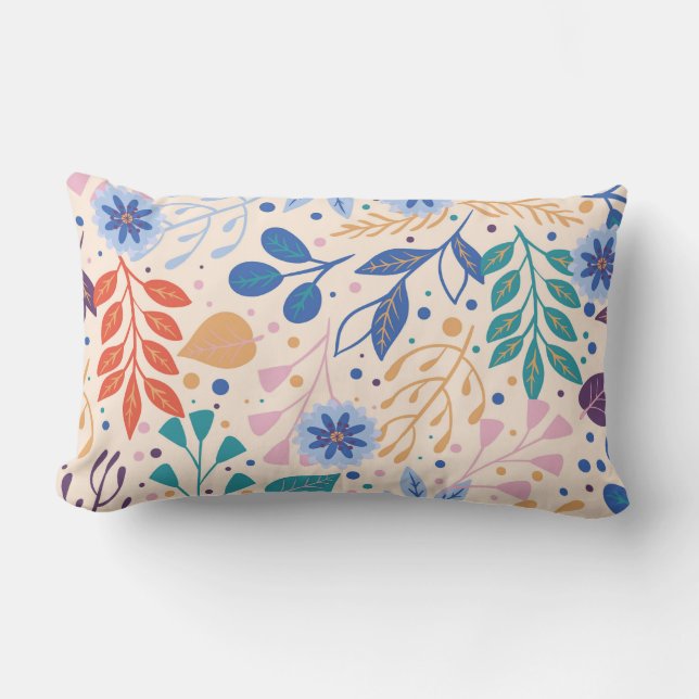 Cojín Lumbar Patrón de follaje moderno de hojas coloridas (Anverso)