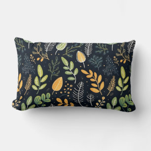 Cojín Lumbar Patrón de follaje verde y amarillo elegante