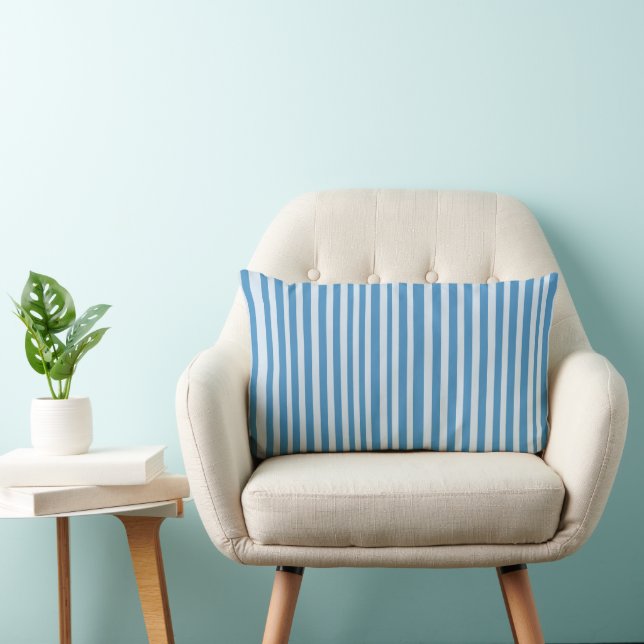 Cojín Lumbar Patrón de franjas de cosecha azul (Silla)