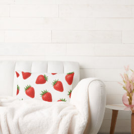 Cojín Lumbar Patrón de Fresa Sin Costuras Diseño de Fruta Roja