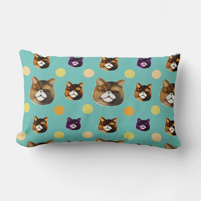 Cojín Lumbar patrón de gatos (Anverso)