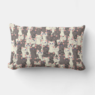 Cojín Lumbar Patrón de gatos blancos y grises