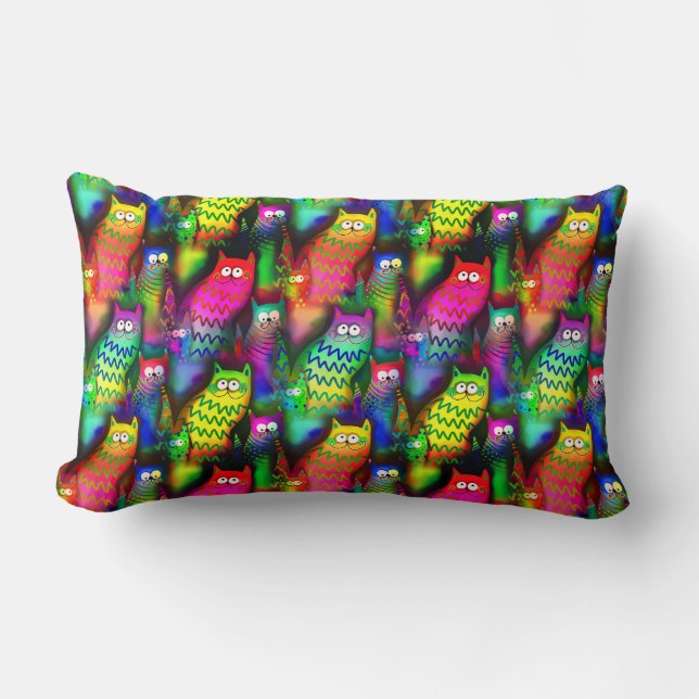 Cojín Lumbar Patrón de gatos divertidos-54578 (Anverso)
