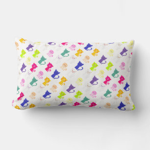 Cojín Lumbar Patrón de gatos divertidos y coloridos