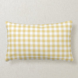 Cojín Lumbar Patrón de Gingham amarillo ocre y blanco