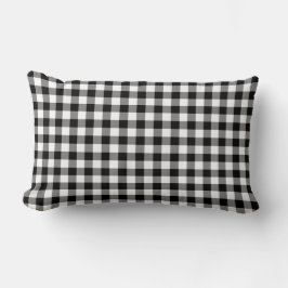 Cojín Lumbar Patrón de Gingham blanco y negro