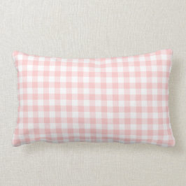 Cojín Lumbar Patrón de Gingham blanco y rosa de Rubor