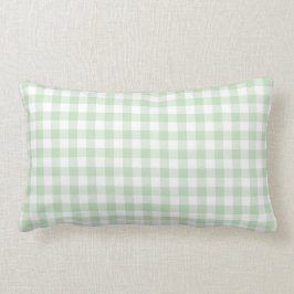 Cojín Lumbar Patrón de Gingham blanco y verde