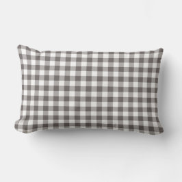 Cojín Lumbar Patrón de Gingham gris y blanco