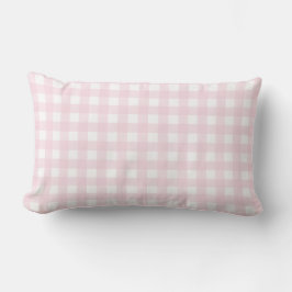 Cojín Lumbar Patrón de Gingham rosa y Blanco Medio